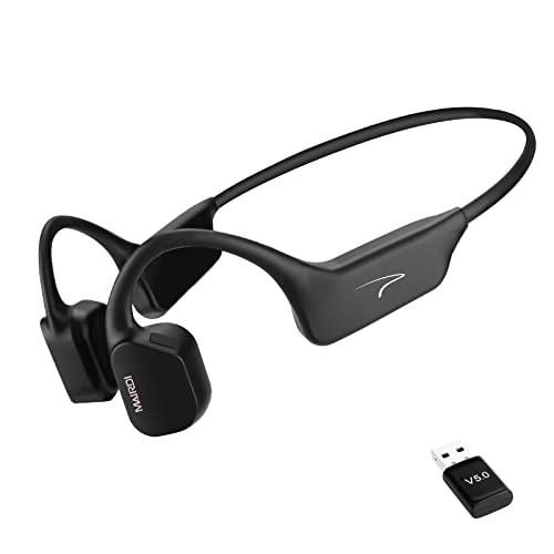 Mairdi Knochenschall Kopfhörer, Open-Ear Sportkopfhörer mit Mikrofon, Bluetooth Bone Conduction Headset, mit USB Adapter für PC, Wasserdicht und Schweißresistent zum Radfahren, Joggen, schiefergrau Cover
