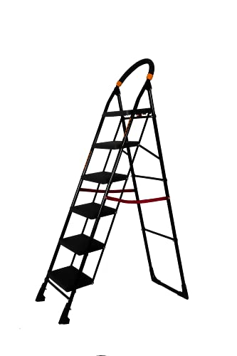 Image of Parasnath Black Diamond Ladder 6 Step Heavy Folding Step Ladder with Wide Step 6.3 FT Ladder Made in India
