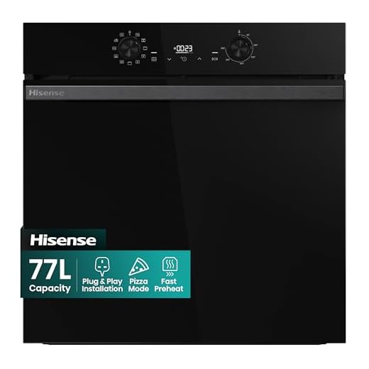 Hisense BI622ABPGUK - Built-in 77L Electric Single Oven - Stainless Steel with Even Bake, 300°C Pizza Mode, Frozen Food Mode, Steam Clean - A Rated, Extra Large