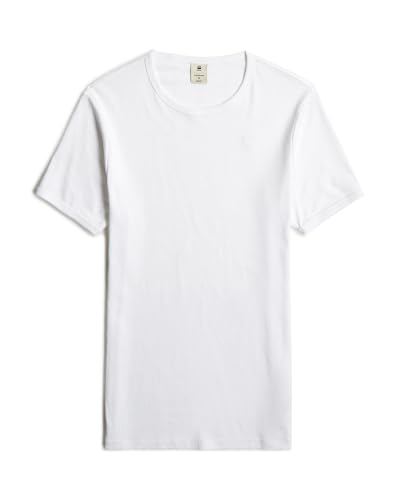 G-STAR Paquete De Dos Camisetas Base para Hombre, Blanco (White D07205-124-110), L