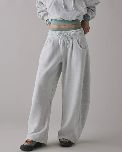 Wide Leg Sweatpants for Women Y2K Low Rise Baggy Barrel Sweat Pants Teen Girls Cute Oversized Sweatpants with Pockets2