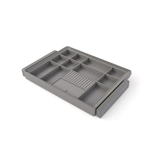 Emuca - Satz Organisationsschublade und ahmen für Schrank Quartz, mit Softclose-Vollauszug, Modul 70cm, Titanium
