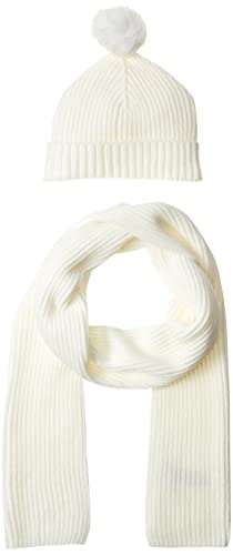 Amazon Essentials Pom Knit Hat and Scarf Set Sombrero, Blancanieves, Talla única