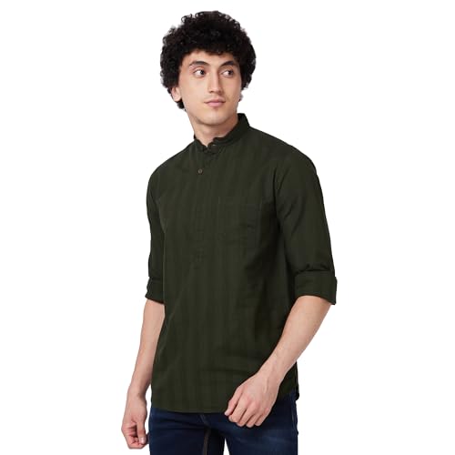 Image of Spykar Men's Regular Fit N /A Full Sleeve Solid Casual Shirts