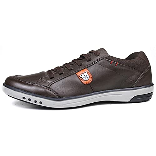 Sapatênis Casual Masculino Urban Couro Milão cor:Marrom;Tamanho:40