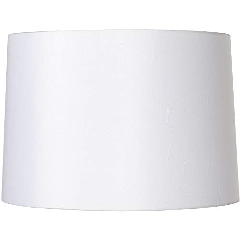 White Fabric Medium Hardback Lamp Shade 15" Top x 16" Bottom x 11" High (Spider) Replacement with Harp and Finial - Springcrest Cover