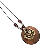 Material: wood, alloy, high quality wax rope. Handmade:Wood pendant necklace for women will look great on you for all occasions from a formal meeting, party up to meditation or yoga, New wooden fashion jewelry, authentic designs, Boho, retro, tribal,...