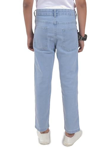 Image of KiddoPanti Boys Full Length Stretchable Straight Fit Washed Denim Jeans
