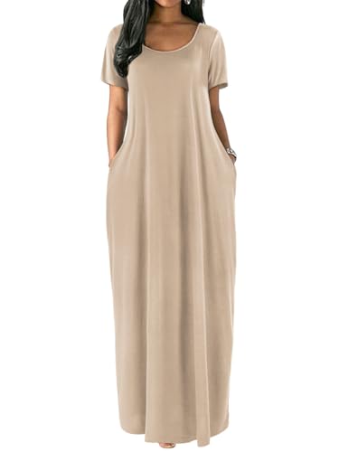Image of Nimsruc Women Summer Long Dress Casual Sexy Short Sleeve Loose Maxi Dresses for Women 2025