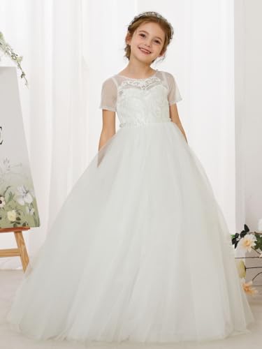 Flower Girl Dress Pageant Tulle Bridesmaid Formal Fancy Dresses for Wedding Ball Prom Toddler/Kids/Junior2