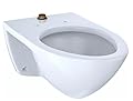 TOTO CT708U#01 Elongated 1.0 GPF Wall-Mounted Flushometer Toilet Bowl with Top Spud, White-CT708U, Cotton White