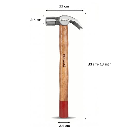 Image of Themisto TH-T33 3 /4 lbs Forged Steel Head Claw Hammer with Seasoned Wooden Handle | Strong Non-Slip Grip | Ideal for Home DIY and Professional Use