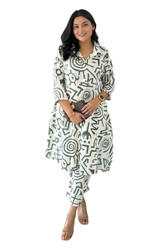 Image of Yashika Women's Cotton Blend Trendy Printed Kurti with Bottom |Kurti Set for Women