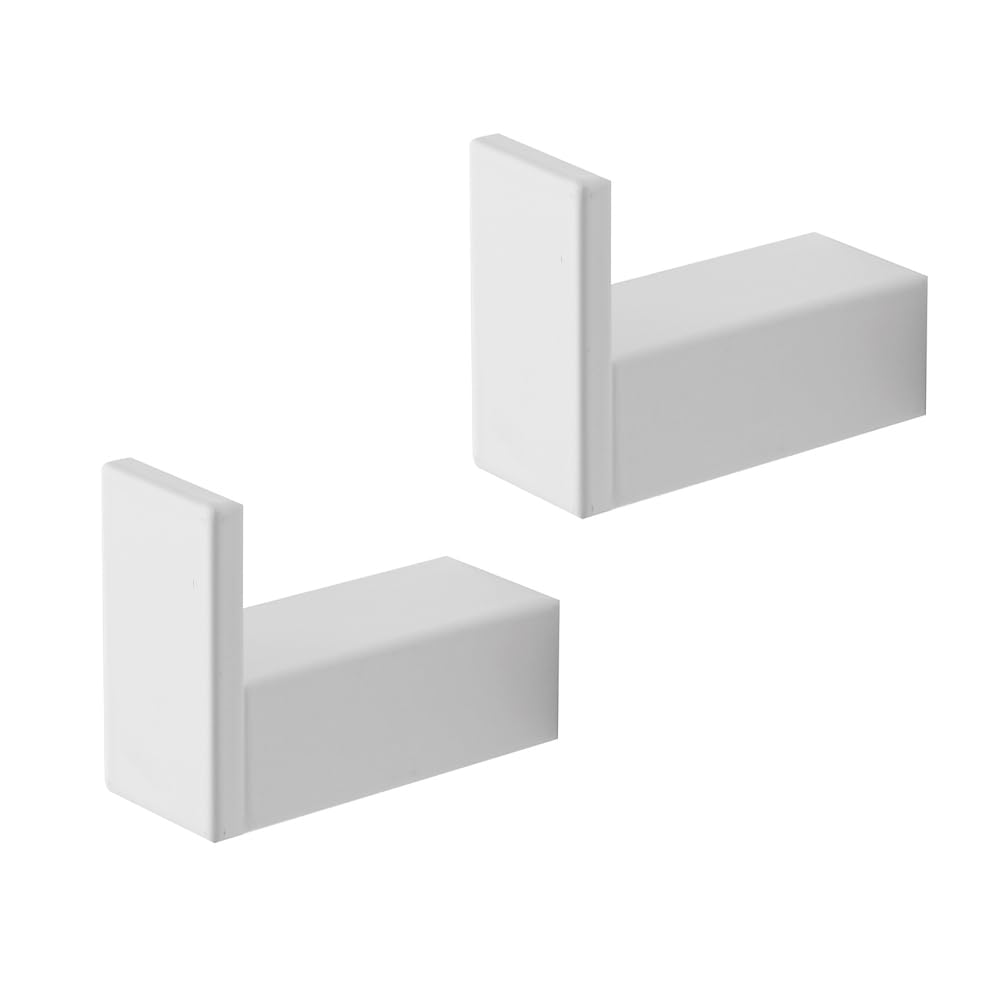 Set 2 Appendini Porta Asciugamani E Accappatoi Con Corpo E Ganci In Alluminio Bianco Linea Accessori Bagno Sky, L 3 x P 6,5 x H 5,5 Cm, Con Fissaggi Inclusi
