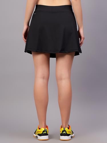 Image of Vector X Women Girl Solid A-line Stretchy High Waist Skirt /Pleated Skirt /Tennis Racket Skirt /Mini Flared Skater Skirt for Effortless Athletic Style (Black)