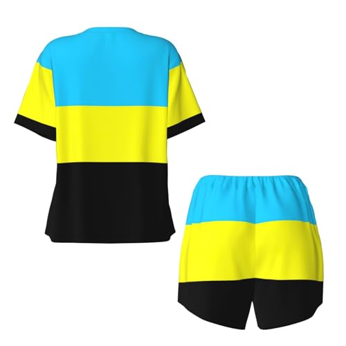 Ensemble de pyjama doux respirant col rond manches courtes et short imprimé - 5