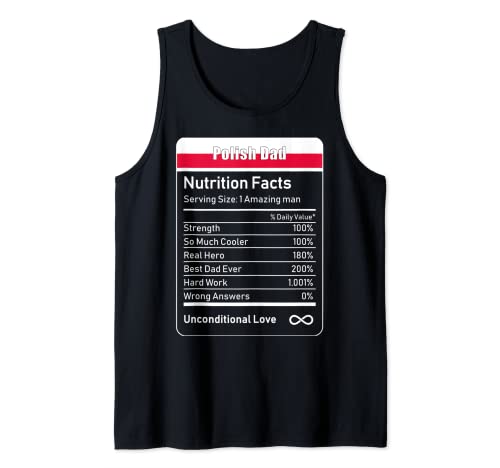 Datos nutricionales de papá polaco regalo del día del padre Camiseta sin Mangas