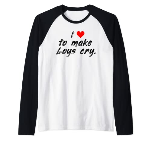 I heart to make boys cry sarcastico cuore rosso maglia con maniche raglan