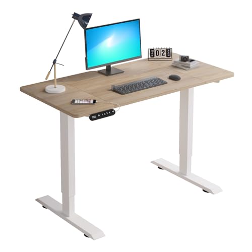 BilBil デスク 昇降式 電動昇降式机 120CM×60CM 昇降デスク パソコンラック スタンディングデスク オフィスワークテーブル 高さ調節可能 メモリー機能付き USB充電ポート付き 高さ 69-115CM (oak, 120cm*60cm)