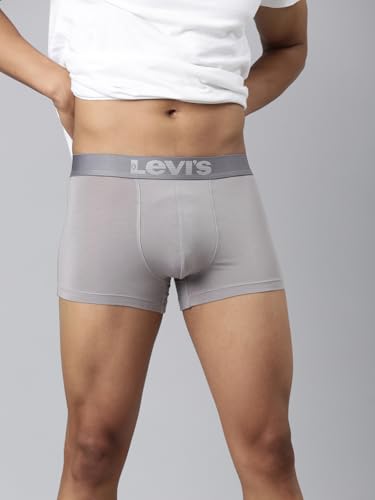 Image of Levi's 032A Trunk for Men | Supima Modal Lycra Blend | Breathable Solid Men's Underwear | 4-Way Stretch | Anti-Roll No-Dig Waistband | No Ride-Up Mid Length Fit | Stay Retention | Pack of 1