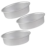 NUOBESTY Moldes para Pasteles Ovalados Antiadherentes de Aleación de Aluminio 3 Piezas, Tamaño Mediano, Resistentes al Horno para Tartas de Queso, Pudín y Gelatina, Utensilios para Hornear