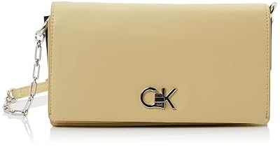 Calvin Klein Donna Borsa a Tracolla Re-Lock Mini con Chiusura con Lucchetto Girevole, Giallo (Parsnip), Taglia Unica