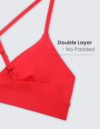 CRZ YOGA Womens Double Lined Triangle Strappy Sports Bra - Adjustable Spaghetti Straps Wireless Workout Yoga Cami3