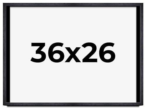 36x26 Shadow Box Black Farmhouse Wood Texture Display Frame | 1 Inch Deep | 0.75 Inch Moulding Width | Includes Shatter Resistant Acrylic Plexiglass, Backing & Hanging Hardware