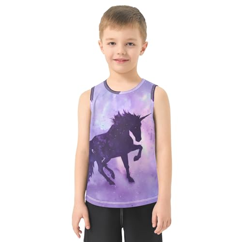 Boys' Tank Top Shirt Unicorn and Purple Nebula Sleeveless T-Shirts2
