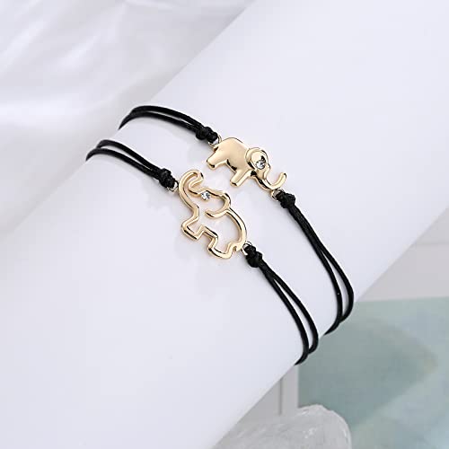 Ascona Mother Daughter Bracelets Set for 2/3, Mom Daughter Elephant Matching Bracelet Mothers Day Gift3