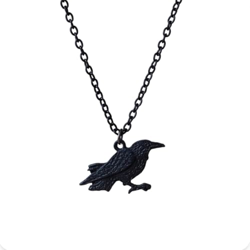 coventum Black Crow Necklace Raven Pendant Gothic Jewelry for Women Men Crow Gift