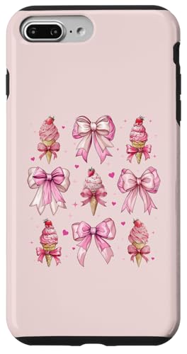 アイスクリームコーン ストロベリーガール ピンク コケット リボン スマホケース iPhone 7 Plus/8 Plus 用