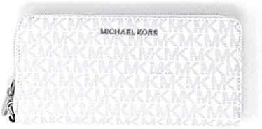 Michael Kors Jet Set Women?s Leather Travel Continental Wristlet Wallet, White Pvc, Medium