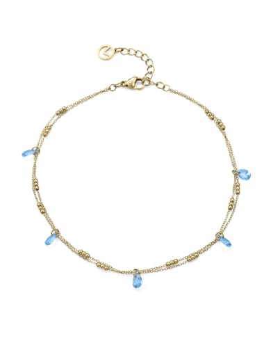 Tobillera Viceroy de cristal dorada ideal para lucir con sandalias