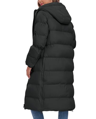 HOTIAN Women's Long Quilted Coat Maxi Length Thickened Puffer Down Jacket Padded Winter Warm Outerwear