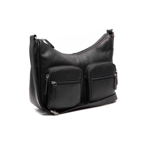 Sac à épaule bandoulière Valenora sac à main en cuir noir Chesterfield