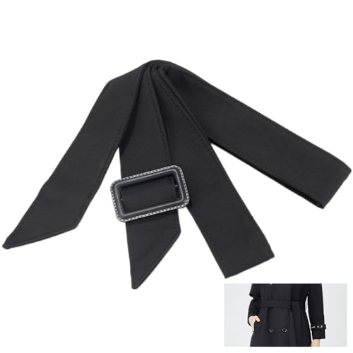 GORGECRAFT Cinturón de Gabardina para Mujer 171cm Cinturilla de Poliéster Negro Reemplazo de Abrigo contra el Viento Corbata Ancha Cinturón Banda Cinturones con Hebilla Ajustable para Camisa