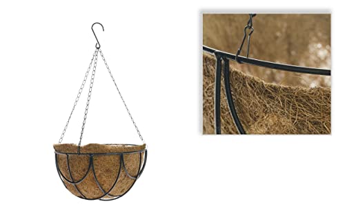Mugar- Jardineras Colgantes de Varios Tamaños Fabricadas en Fibra de Coco Natural sobre Estructura Metálica, con Cadenas y Gancho para Colgar (40 cm - 69725)