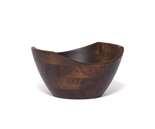 Lipper International 2173WN Walnut Finish Wavy Rim Serving Bowl for Fruits