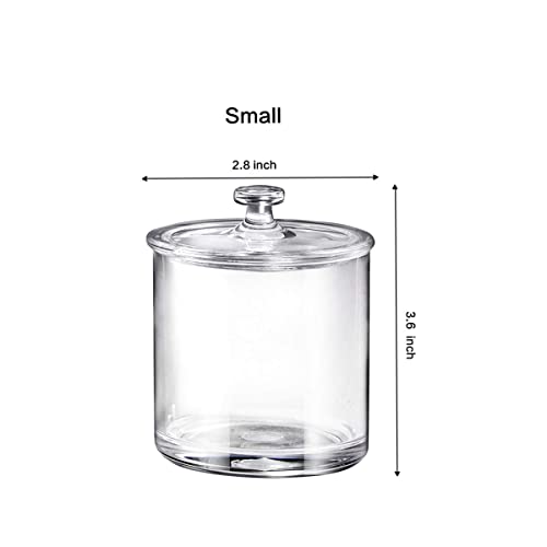Premium Quality Clear Plastic Apothecary Jars | Set of 3-Bathroom Vanity Storage Organizer Canister Holder for Qtips,Cotton Balls,Swabs,Rounds,Makeup Sponges,Bath Salts