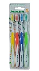 Denthoral, Spazzolini 4 Family, Spazzolini Denti con Manico Ergonomico e Setole Medie con Punte Arrotondate per una Corretta Rimozione della Placca, Confezione da 4 Spazzolini in Formato Famiglia