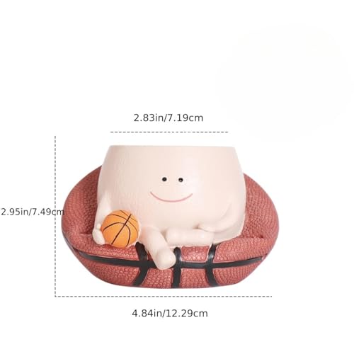 Image of Hanging Swing Face Planter | Cute Resin Pot with Basketball Design | Indoor Outdoor Decorative Basket Planter for Balcony, Garden, Home, Office | No Plants or Floral Included