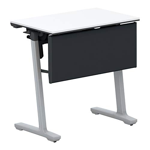 【メーカー配送・設置・組立】コクヨ 会議テーブル カーム KT-PJS147P81PAWNN 研修施設用 天板フラップ式 樹脂パネル付きタイプ 電源コンセントなし棚付き フラットシルバー脚/天板ホワイト