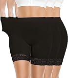 Yeblues 3 Pack Lace Slip Shorts for Under Dresses Women Smooth Anti-Chafing Boyshorts Underwear Comfortable Safety Shorts-(Black+Black+Black)-3XL