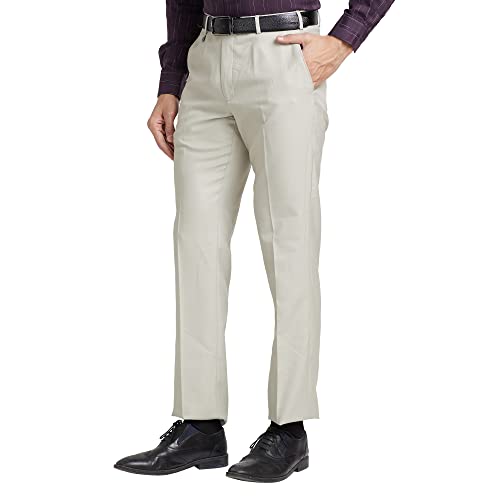 Image of Park Avenue Men's Polyester Blend Dobby Pattern Smart Fit Flat Front Formal Trouser