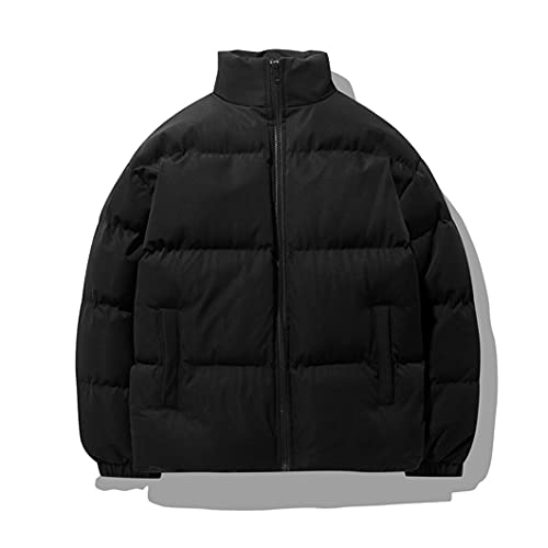 Men Cotton Padded Down Jacket Men Fashion Clothing Winter Solid Color Streetwear Fashion Trends Warm Coat Men Black XXXL