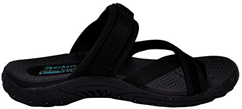 Skechers Women's-Reggae Rasta Thong Sandal, Black/Black/Black, 11 W US