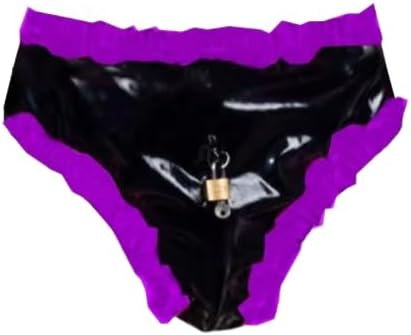 PVC Lockable Briefs Costumes Panty Ruffled Panties Thongs Underwear Cosplay Shorts Women