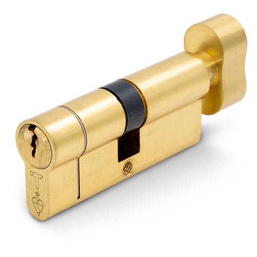 Tss Brass High Security Ts007 1 Star Euro Thumbturn Cylinder Lock, British Standard, Insurance Approved Barrel Lock. Supplied With 3 Keys.key & Turn (32Mm Intnernal X 32Mm External (64Mm Total)
