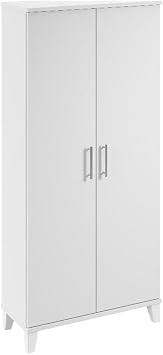 Bush Furniture Somerset Tall Accent Storage Cabinet with Doors and Shelves in White, 2 Door Organizer for Home Office, Living Room, Kitchen Pantry, Entryway